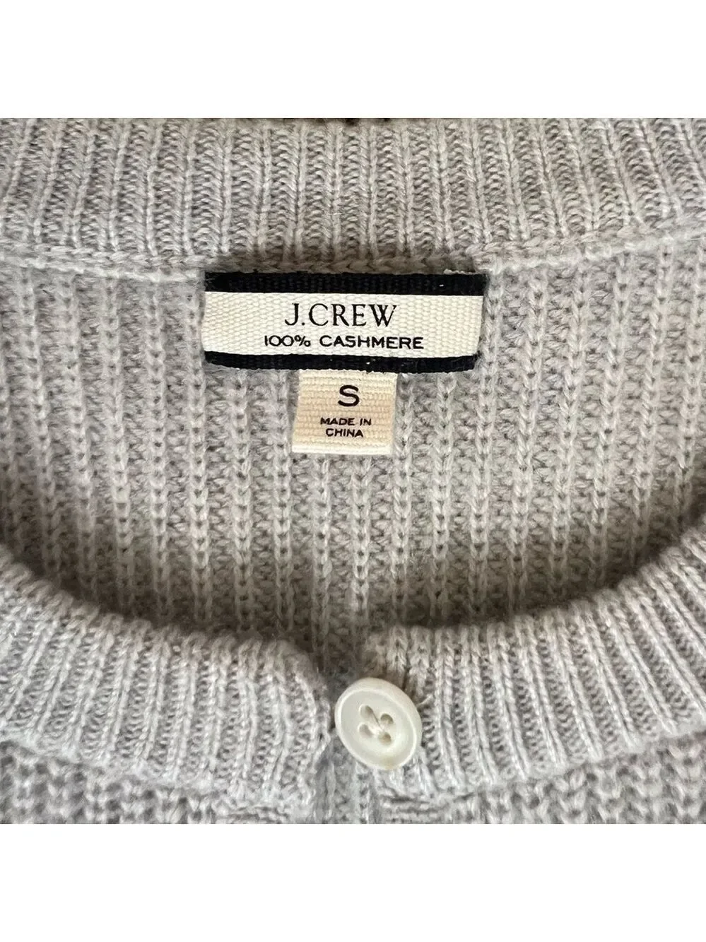 J. Crew Cashmere puff-sleeve cardigan sweater in Gray. Size Small